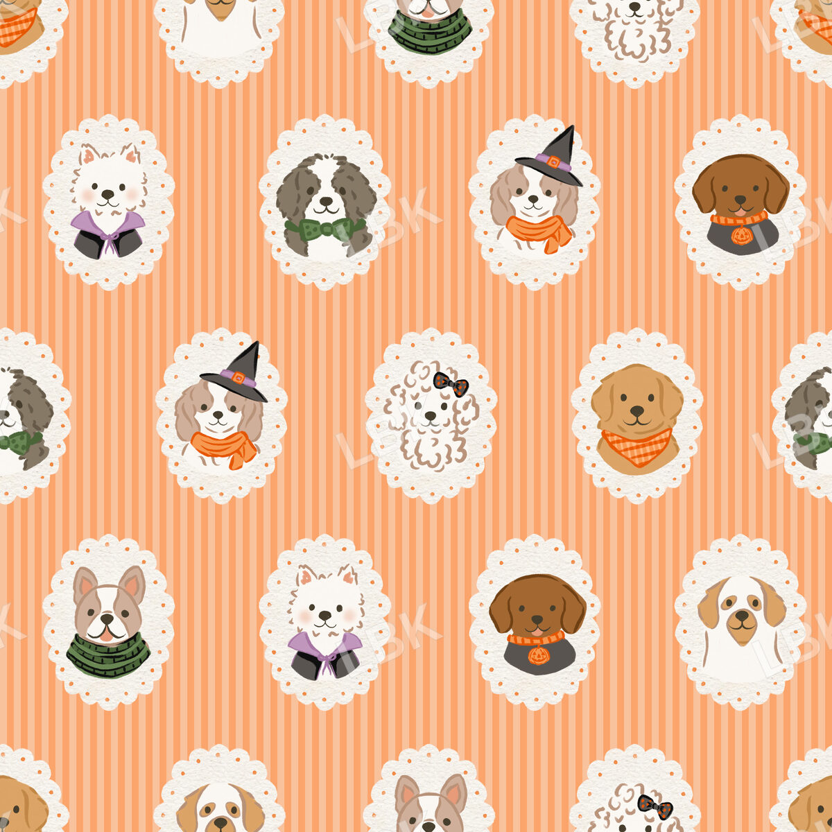 Cameo Halloween Dogs Orange Stripe