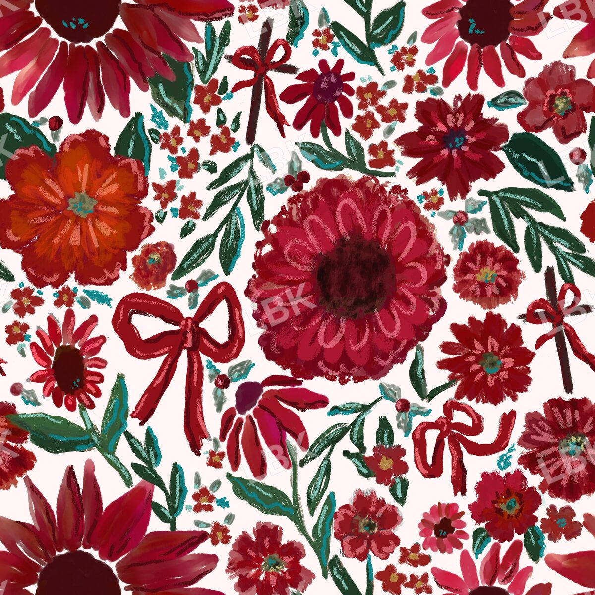 Joyous holiday floral with crosses warm cream