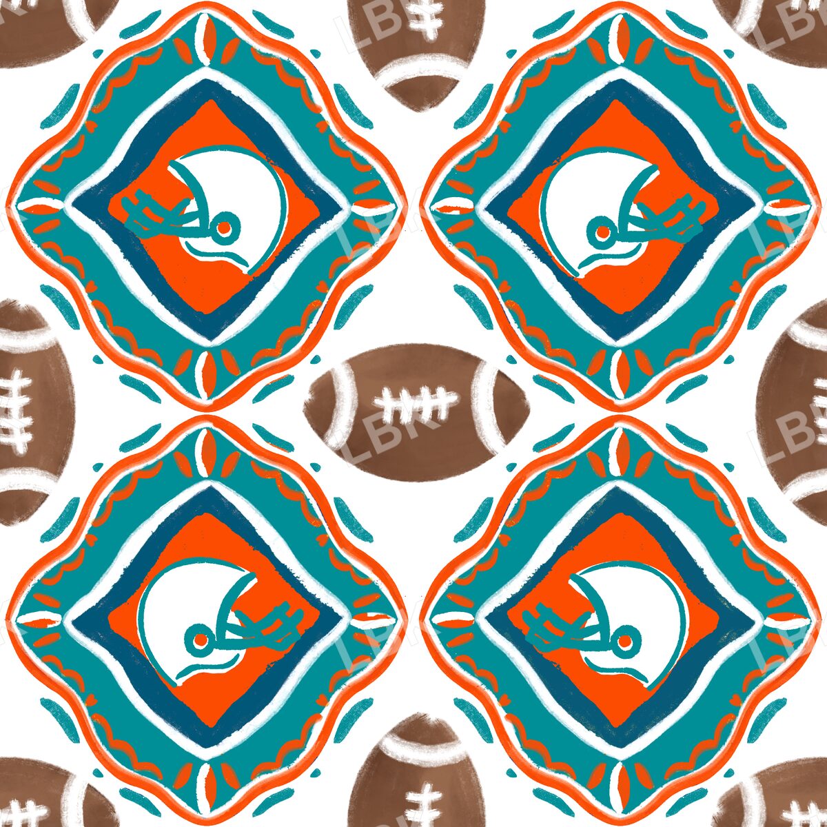 Miami team football tiles white