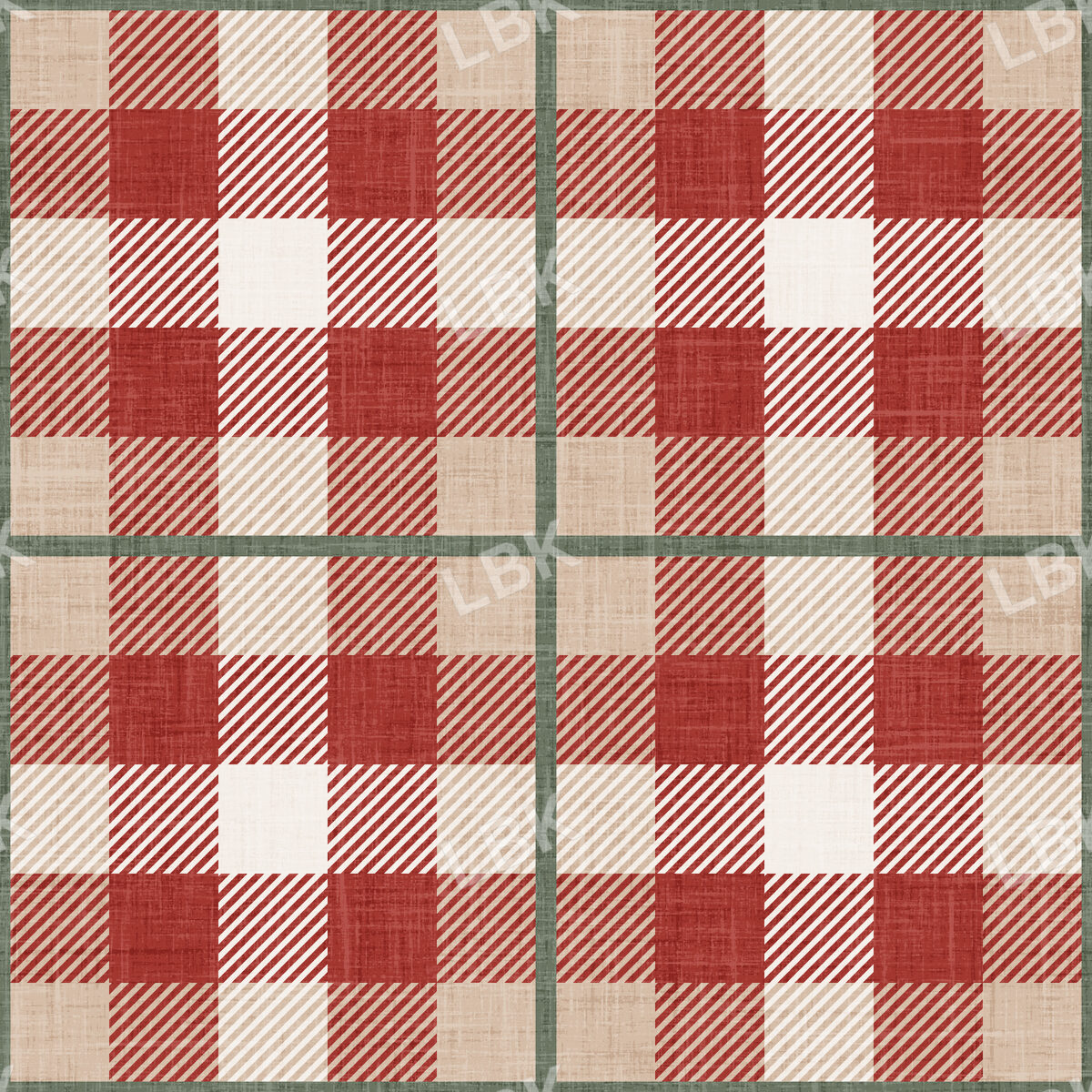 Christmas Faux Flannel Plaid Santa