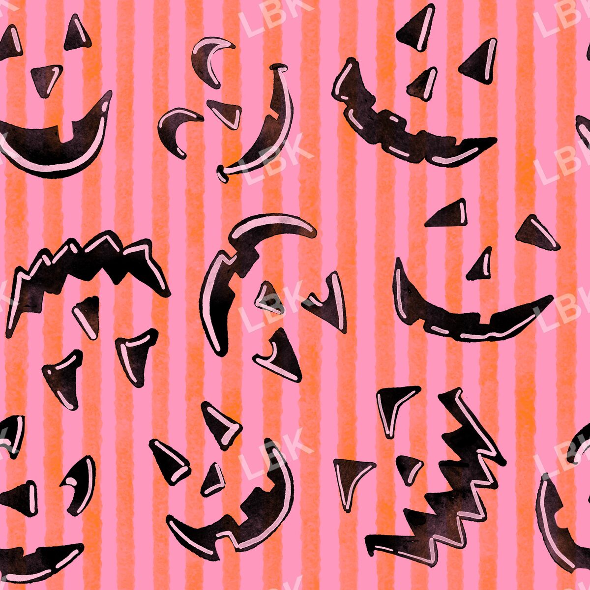Striped Jack-o-lantern faces pink and orange