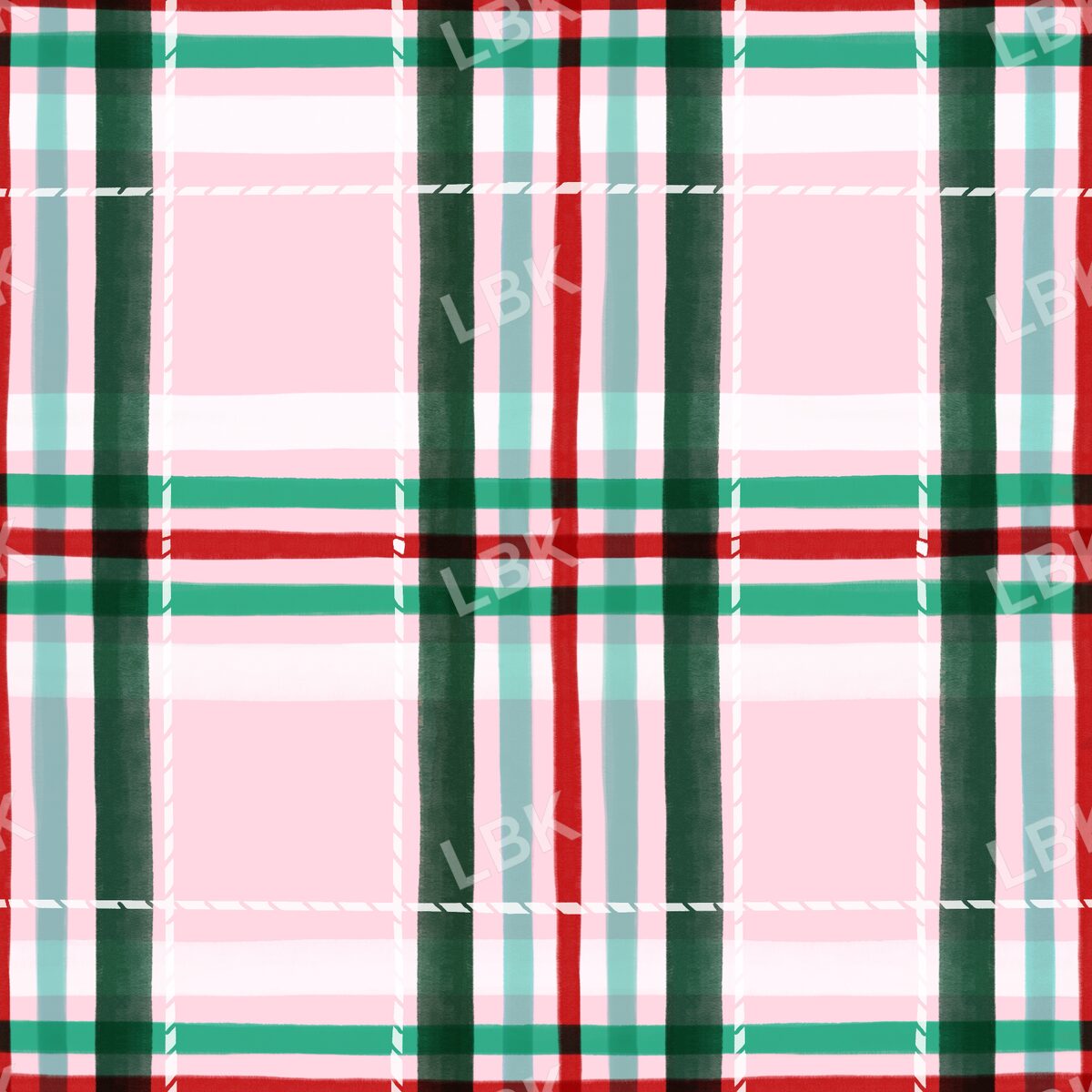pink bright holiday plaid