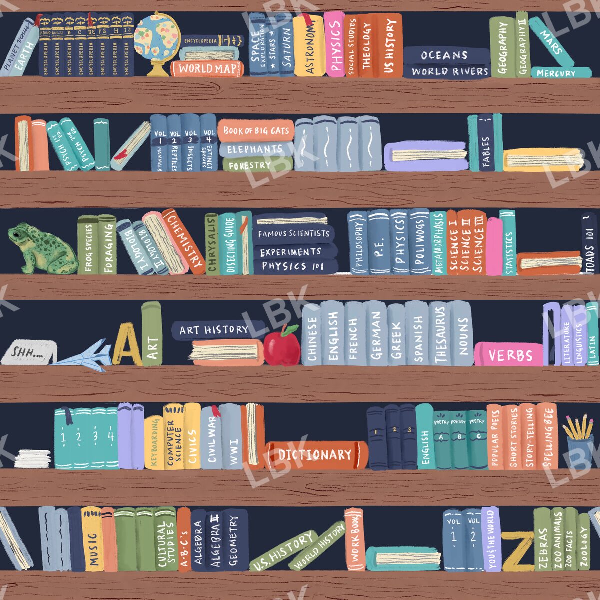 Once upon a library shelf - dark navy blue