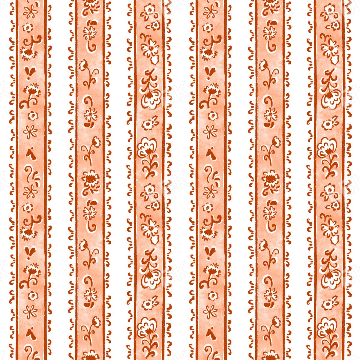 Chinoiserie stripe - pumpkin orange