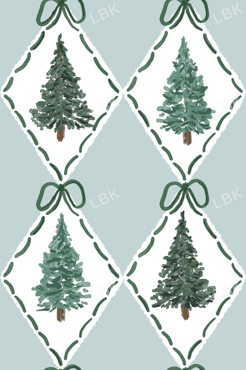 Tree argyle with green bow - blue spruce
