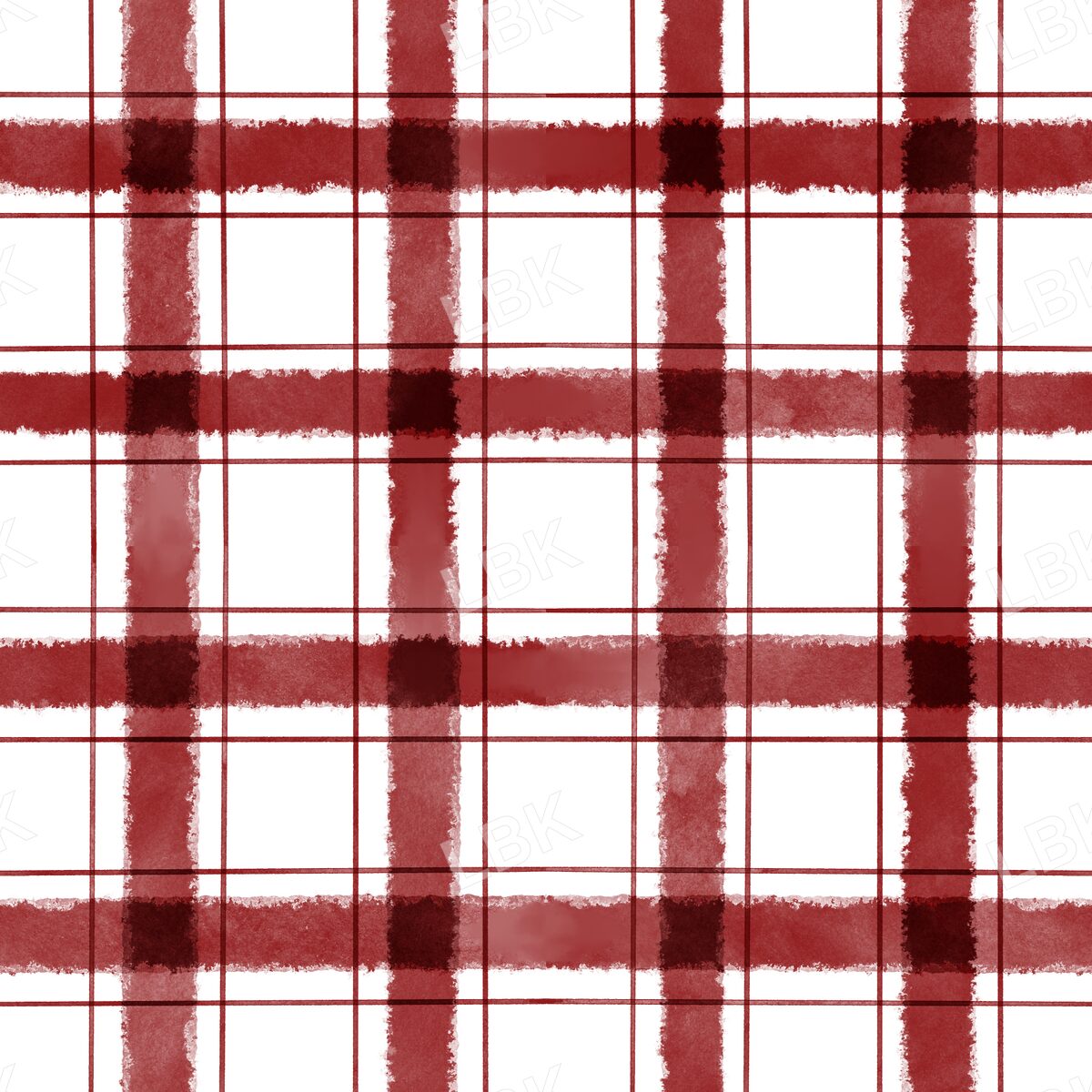 Watercolor gingham red and white