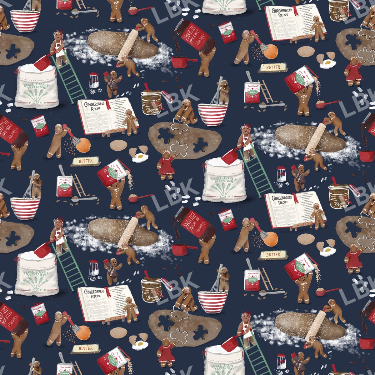 Gingerbread bakers navy blue