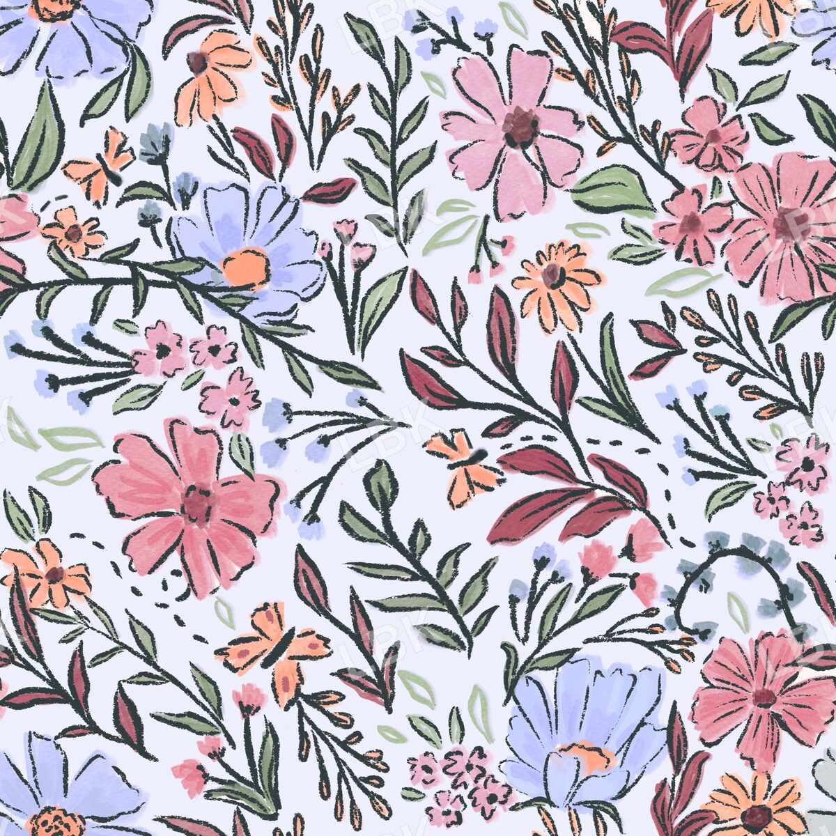 Keep Going boho floral light periwinkle purple