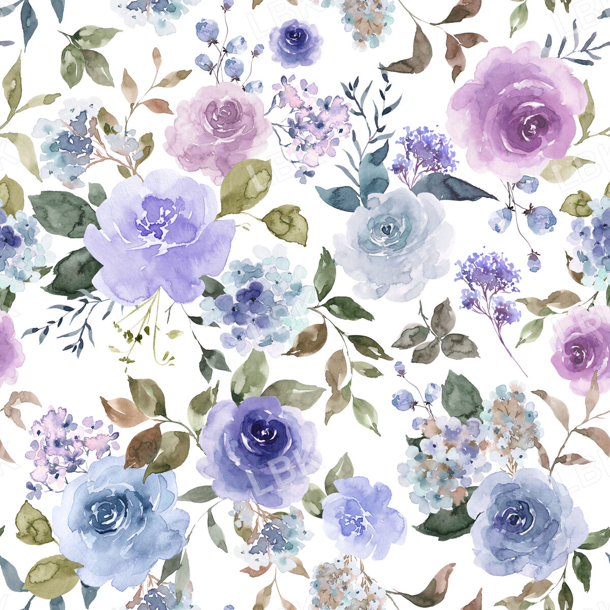 Purple Lavender and Lilac Watercolor Floral