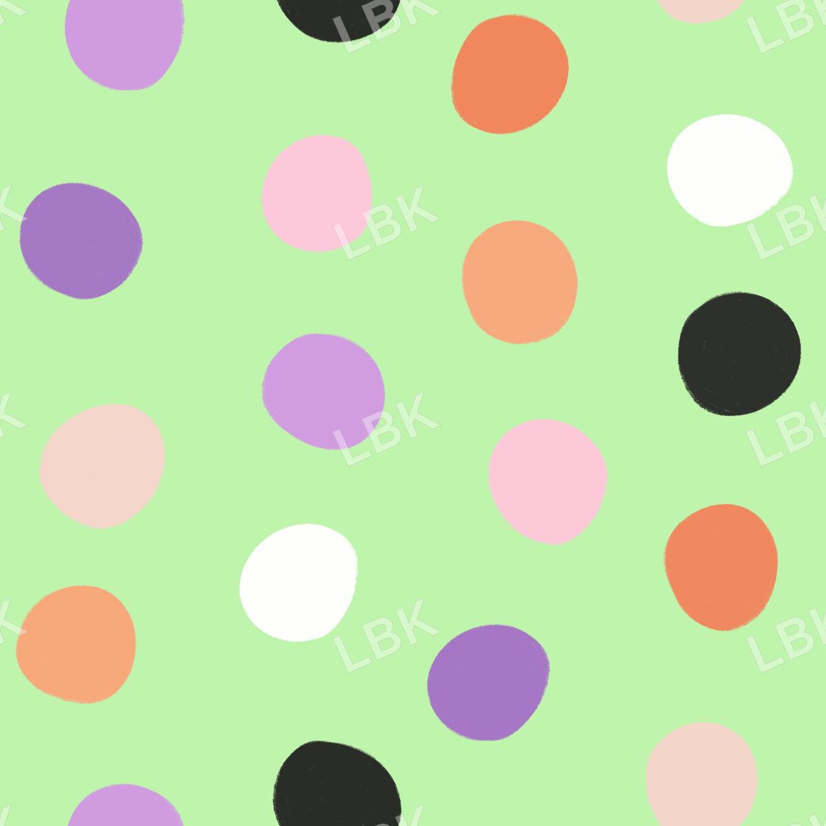 Multicolor polka dots bright green