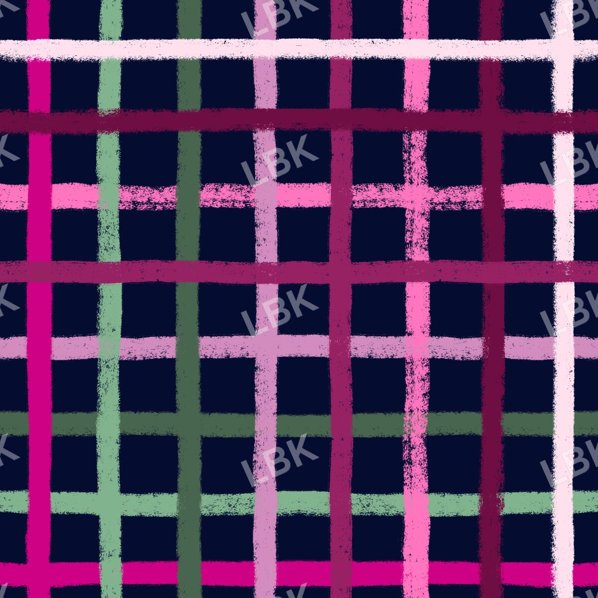 Navy and pink multicolor gouache plaid