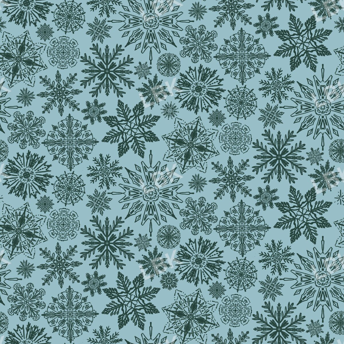 Snowflakes blue and dark green