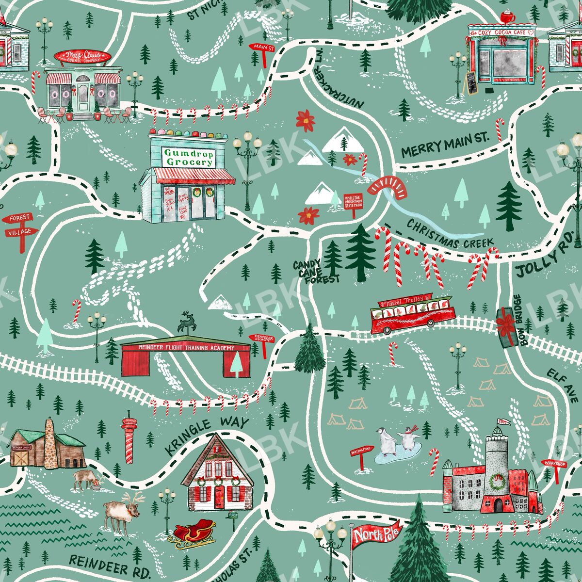 North Pole map - winter sage