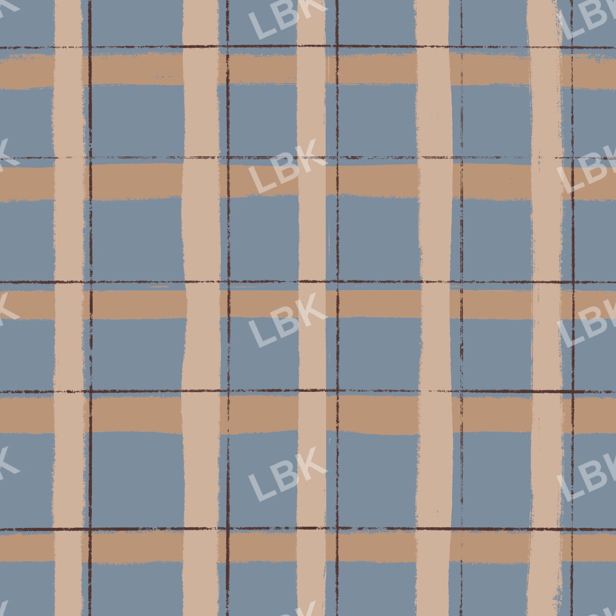 Dusty blue and tan plaid