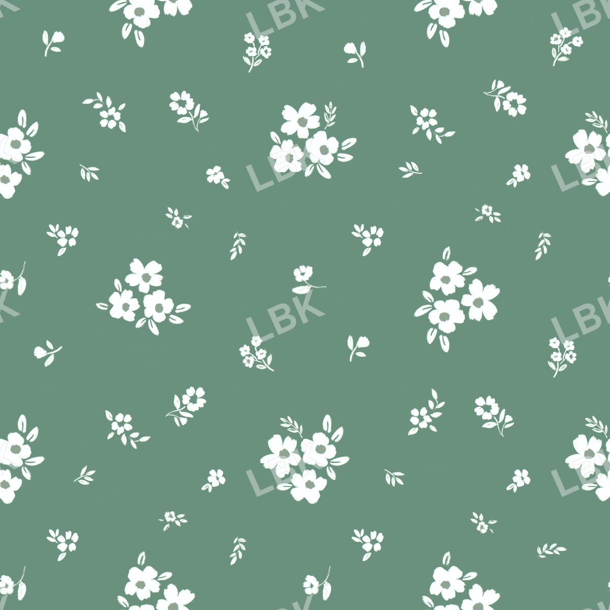 Scattered posies - meadow green
