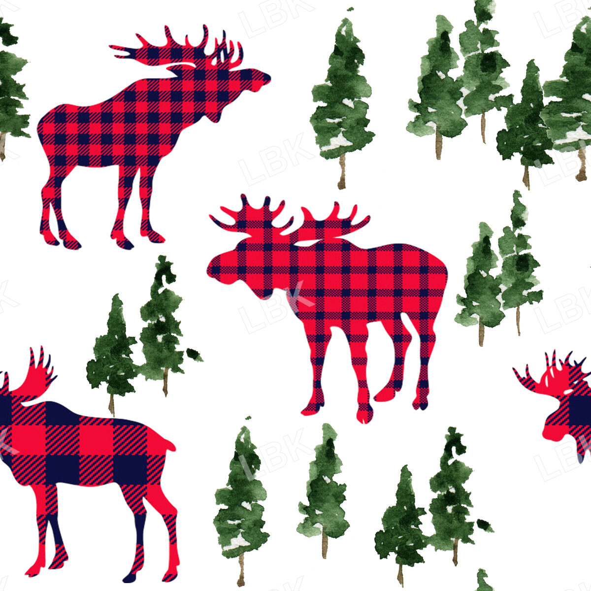 Woodland Moose Plaid