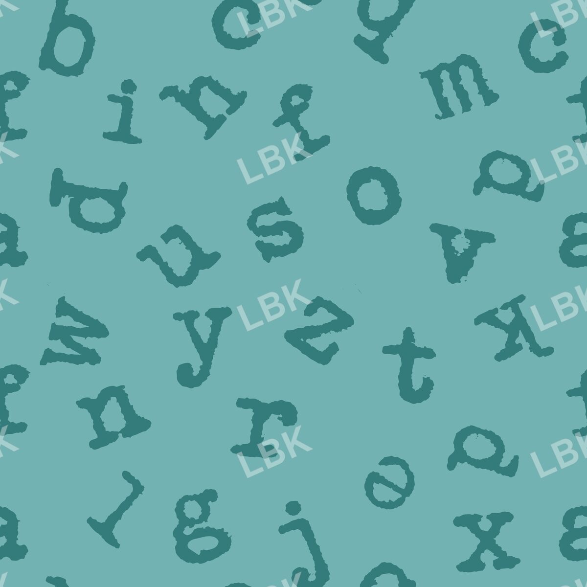 Typewriter alphabet toss - teal tonal