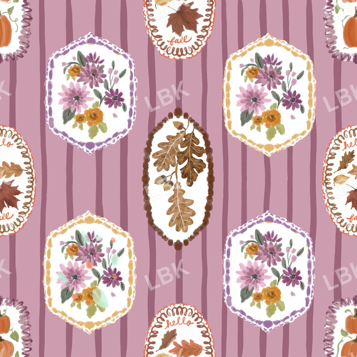 Hello Fall frames - mauve tonal stripe
