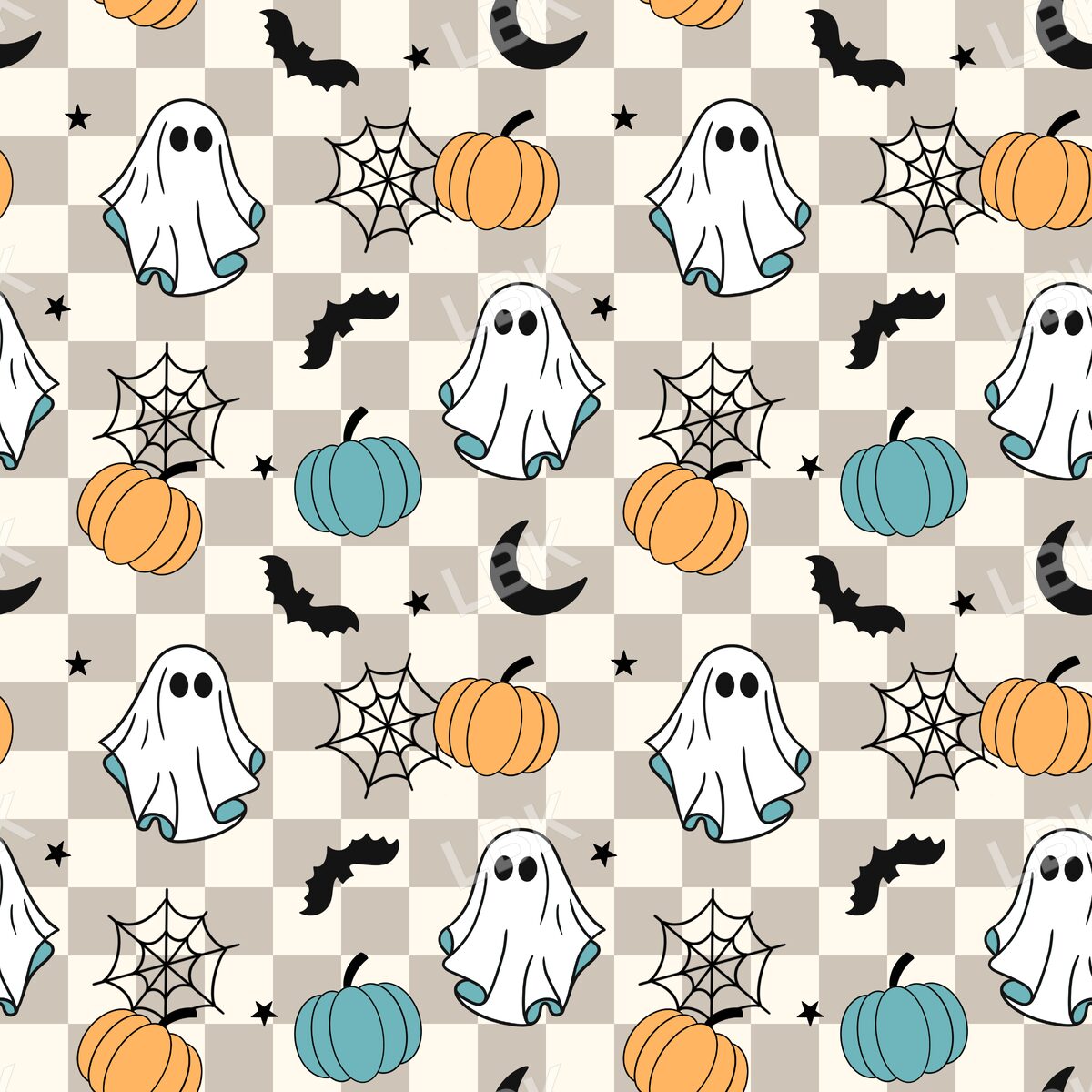 Blue Retro Spooky Ghost