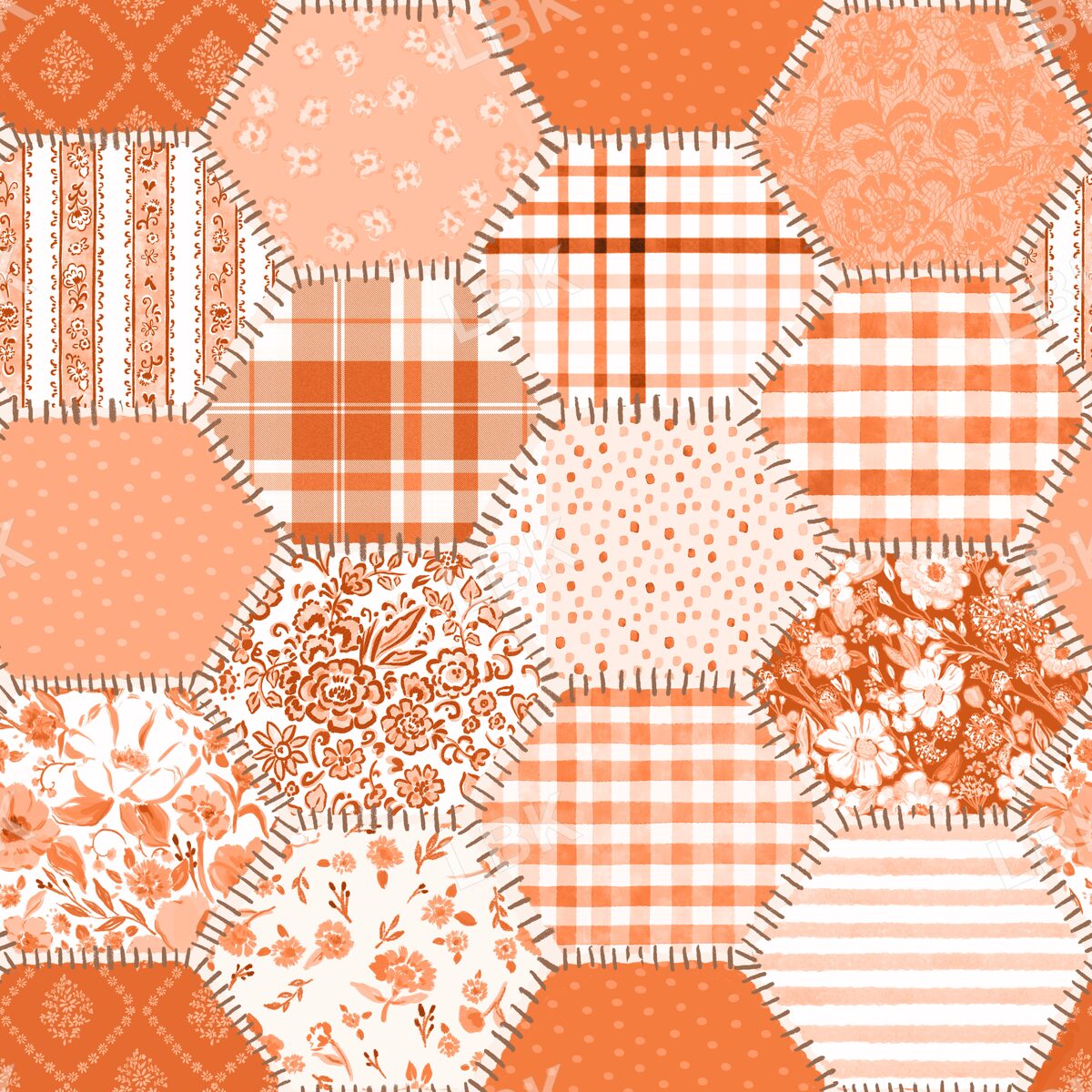 Pumpkin lane floral patchwork - cream