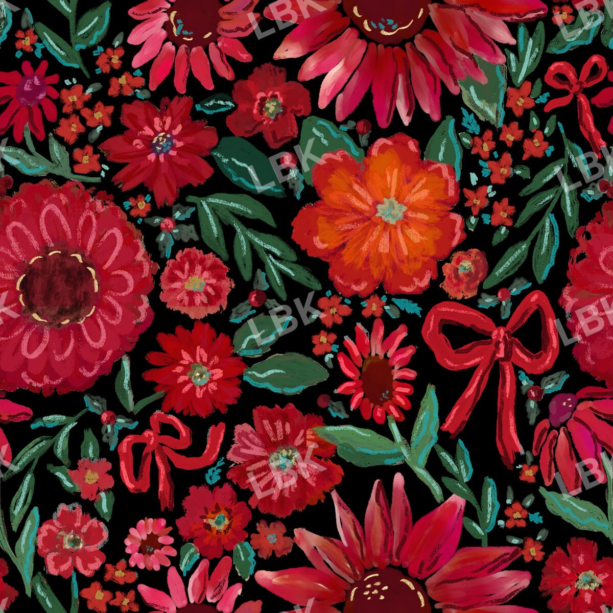 Joyous Holiday floral black
