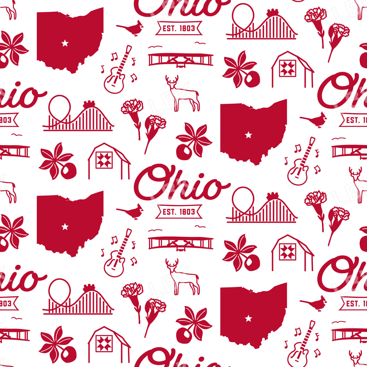 Ohio-Red on white