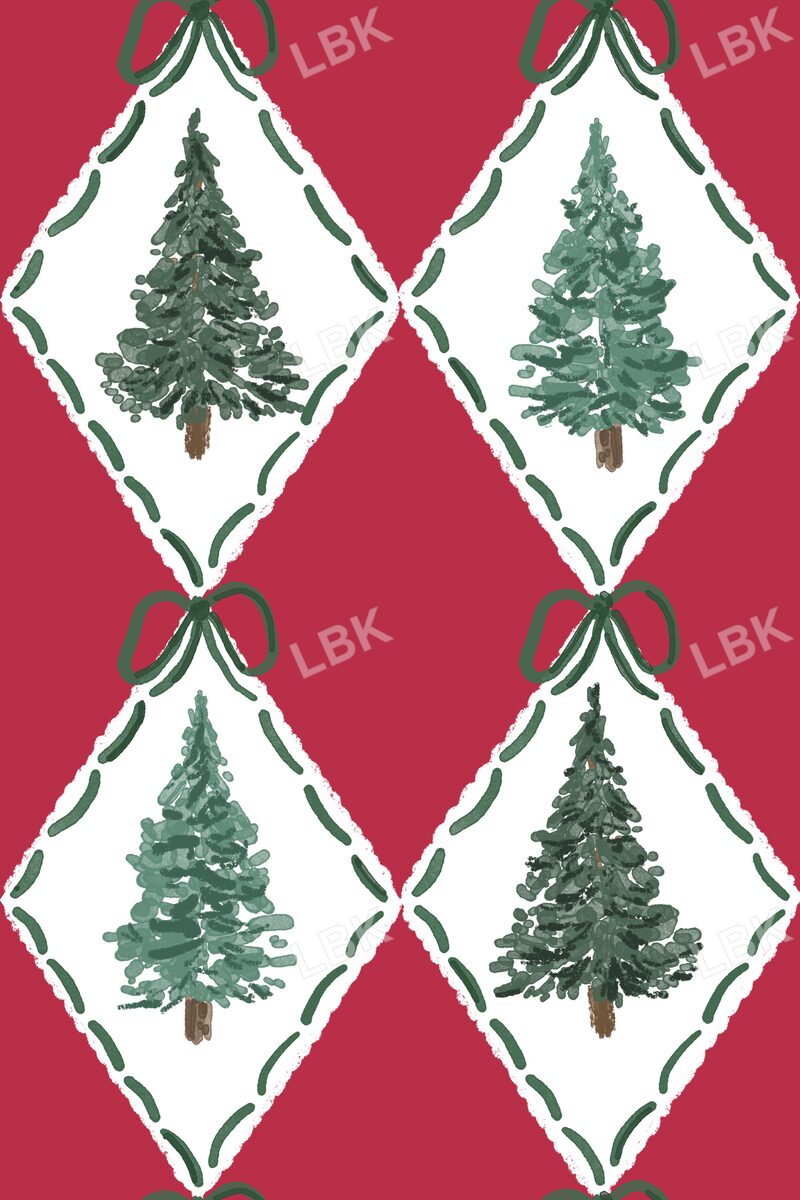 Tree argyle red with green bow