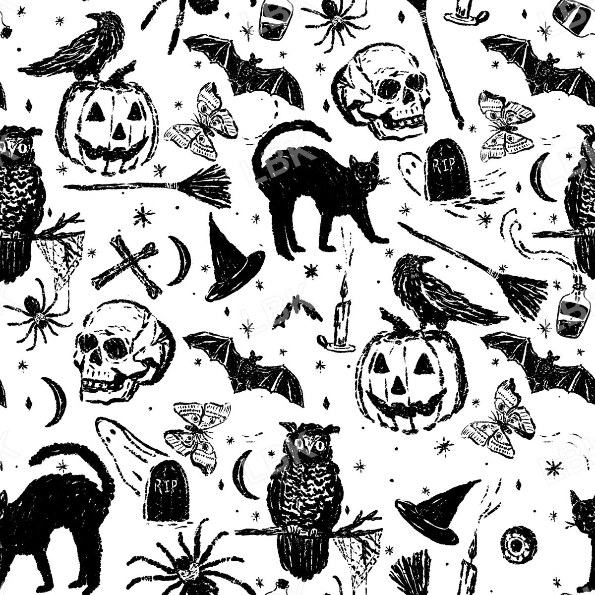Vintage Halloween sketch white