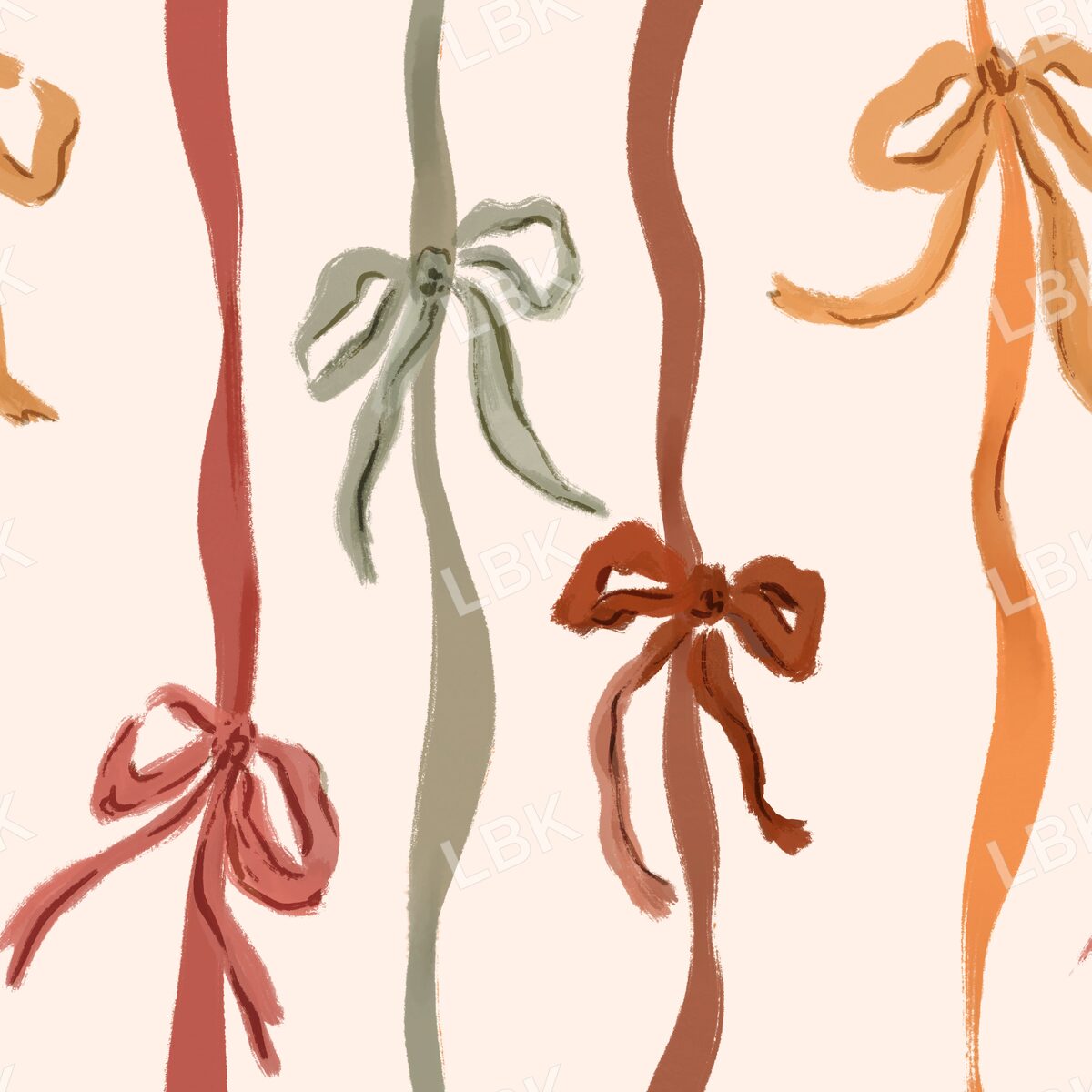 Bow ribbon vertical stripe cream