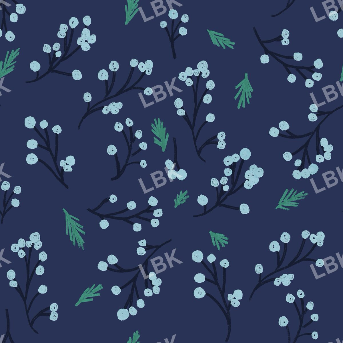 Pine and berry navy blue
