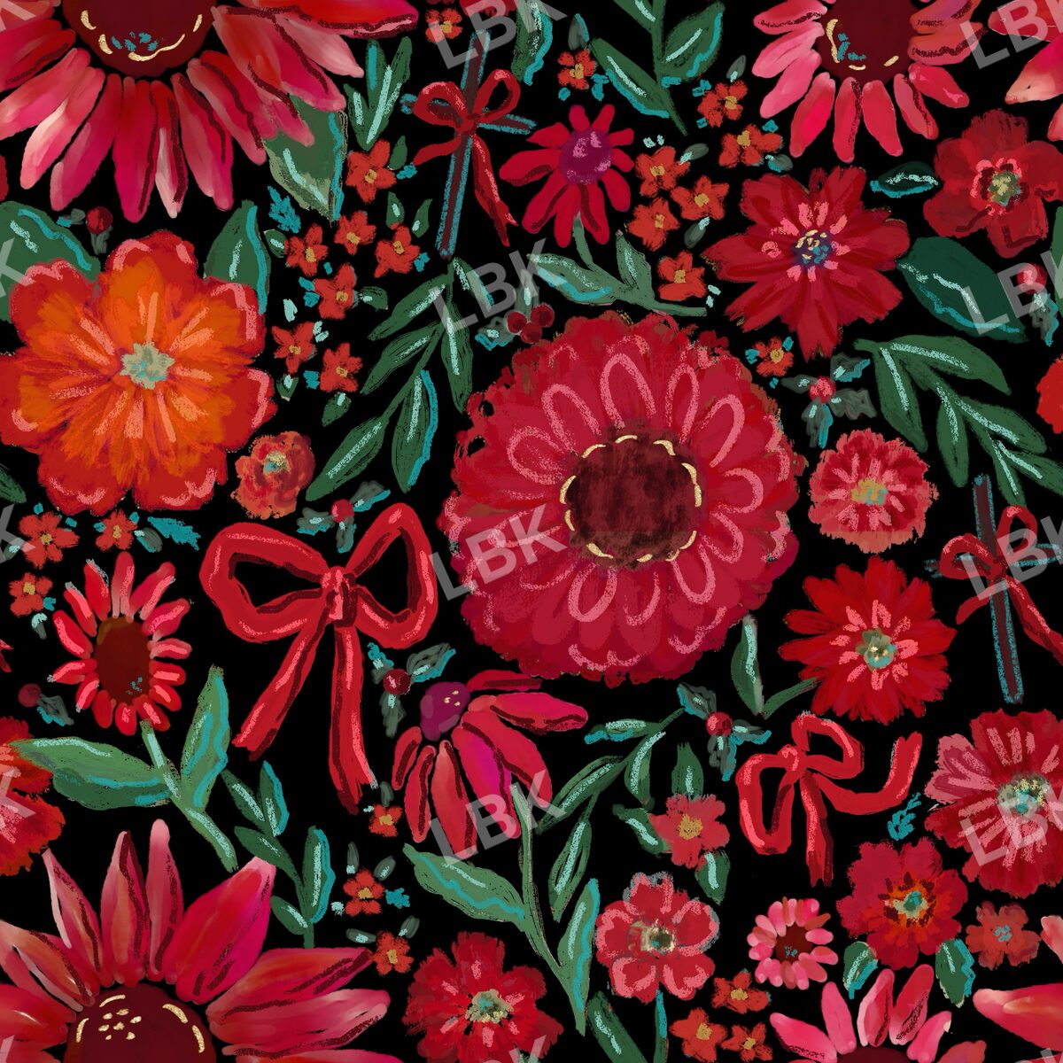 Joyous Holiday floral w crosses black