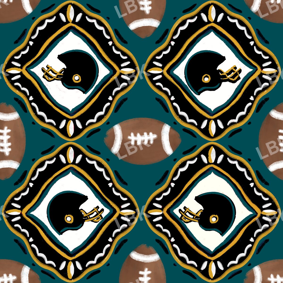 Jacksonville team football tiles teal
