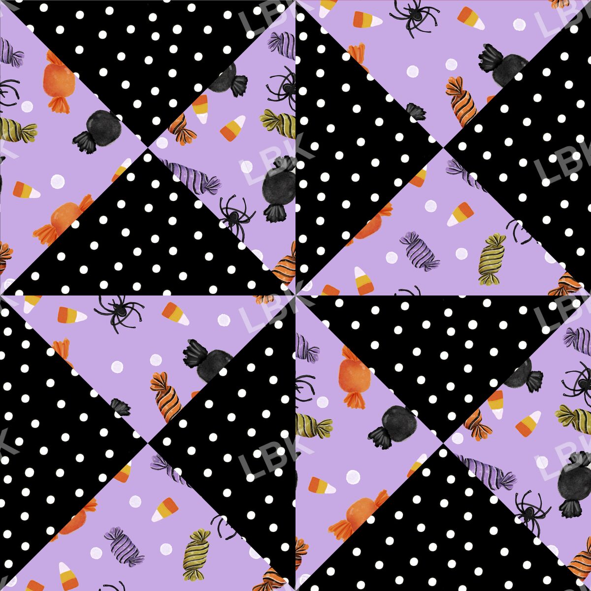 Candy and dot patchwork black and purple