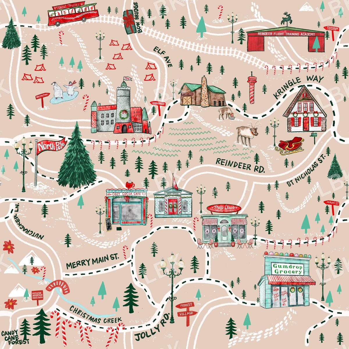 North Pole Map - tan