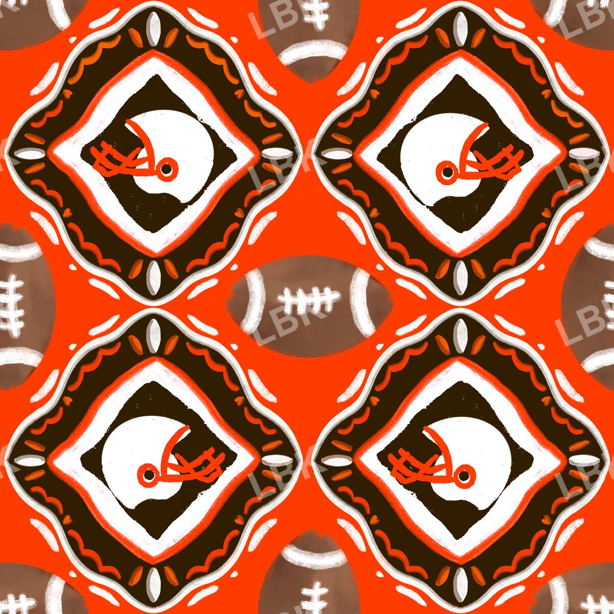 Cleveland team football tiles orange
