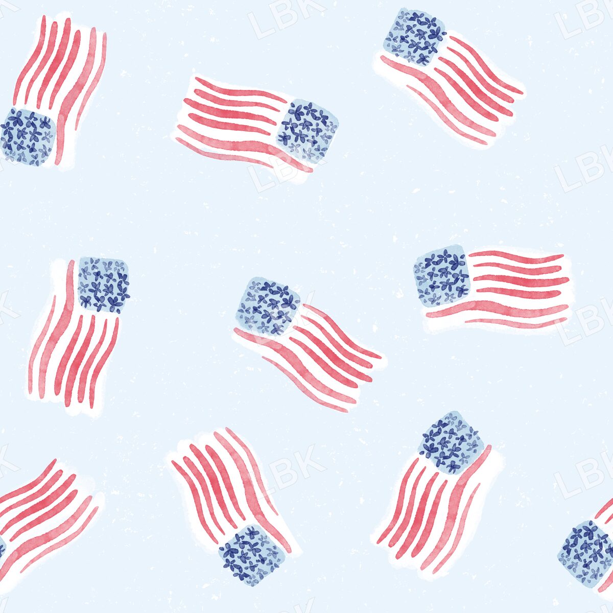 Tossed Amercian flag light blue