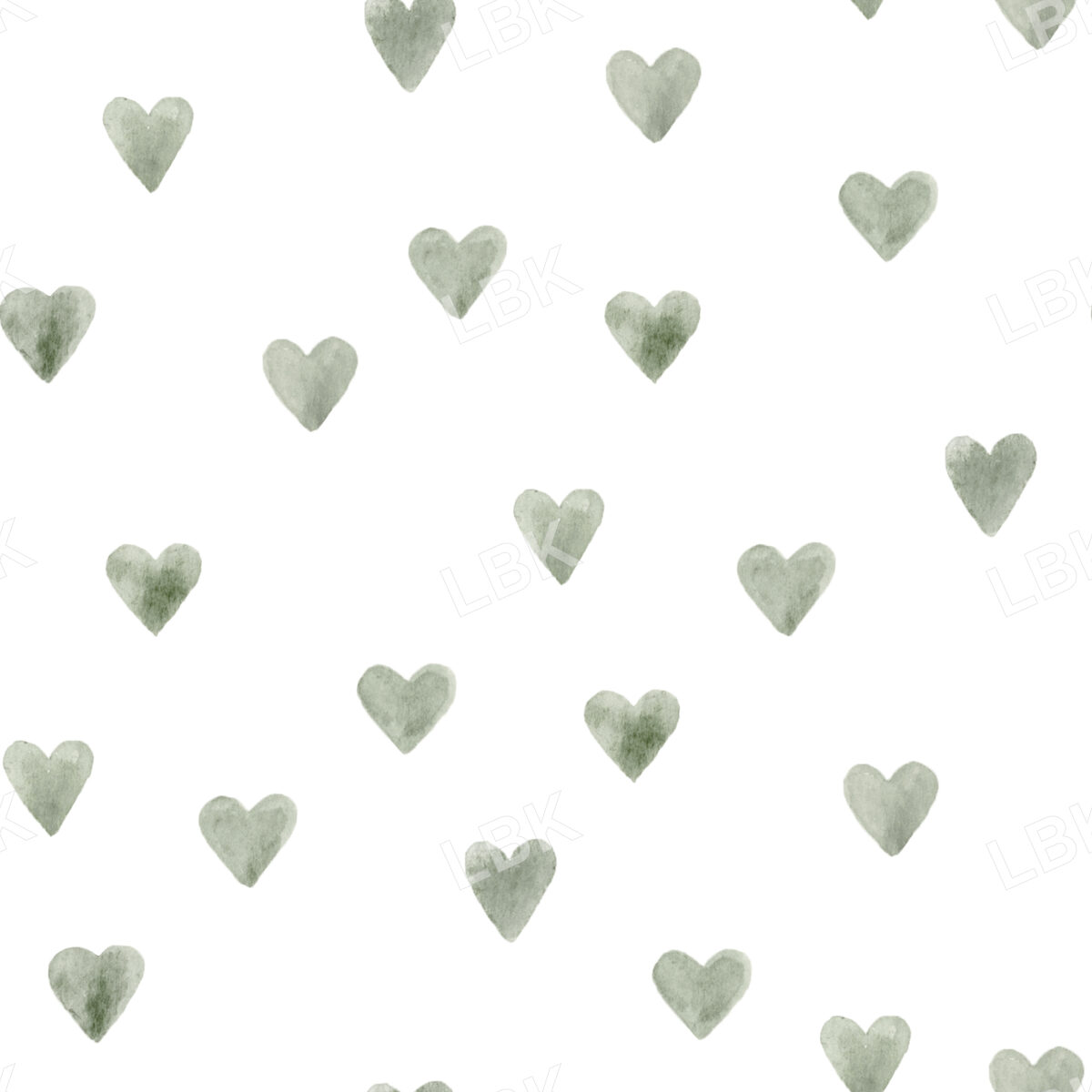 Dusty Sage Hearts on White