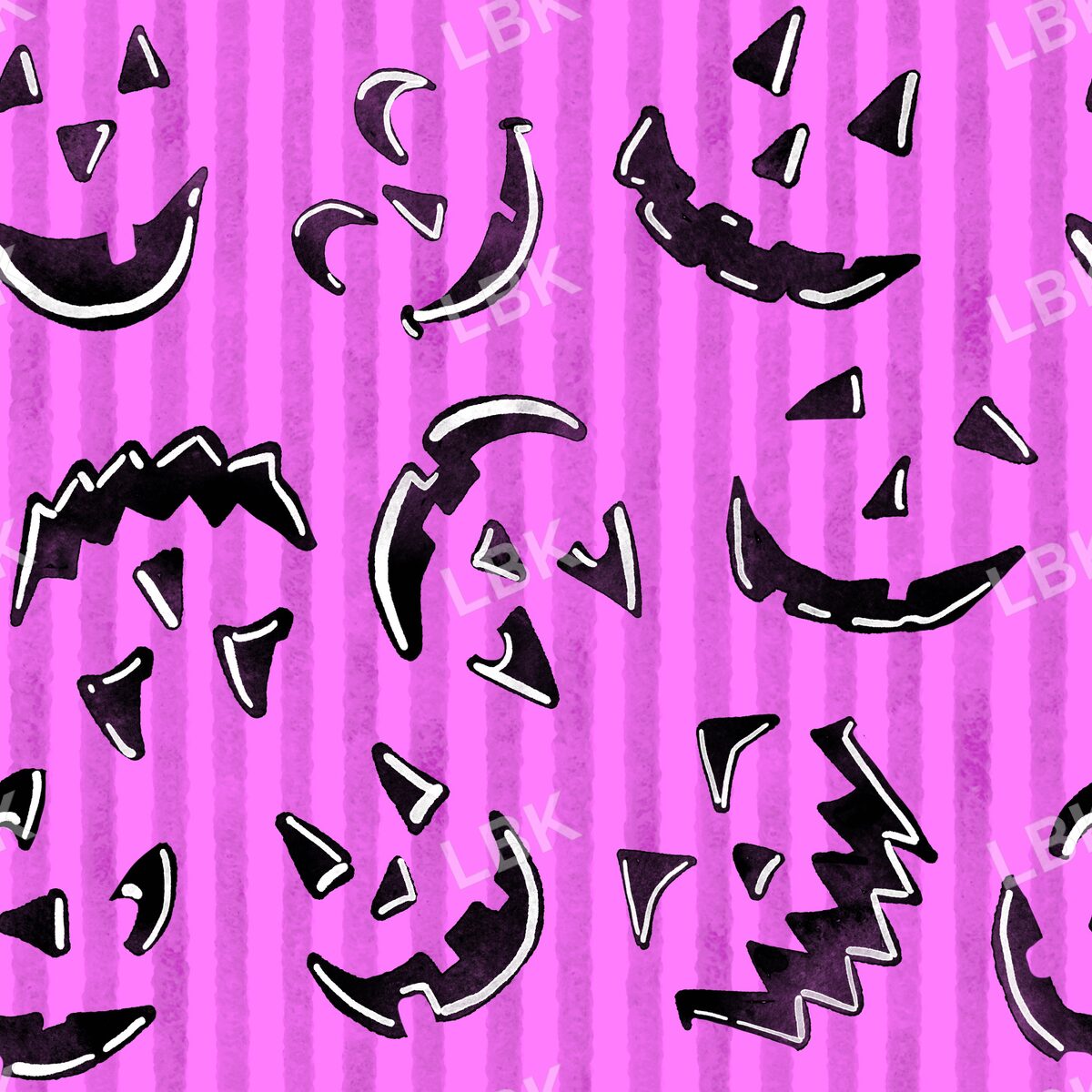 Striped Jack-o-lantern faces fuchsia