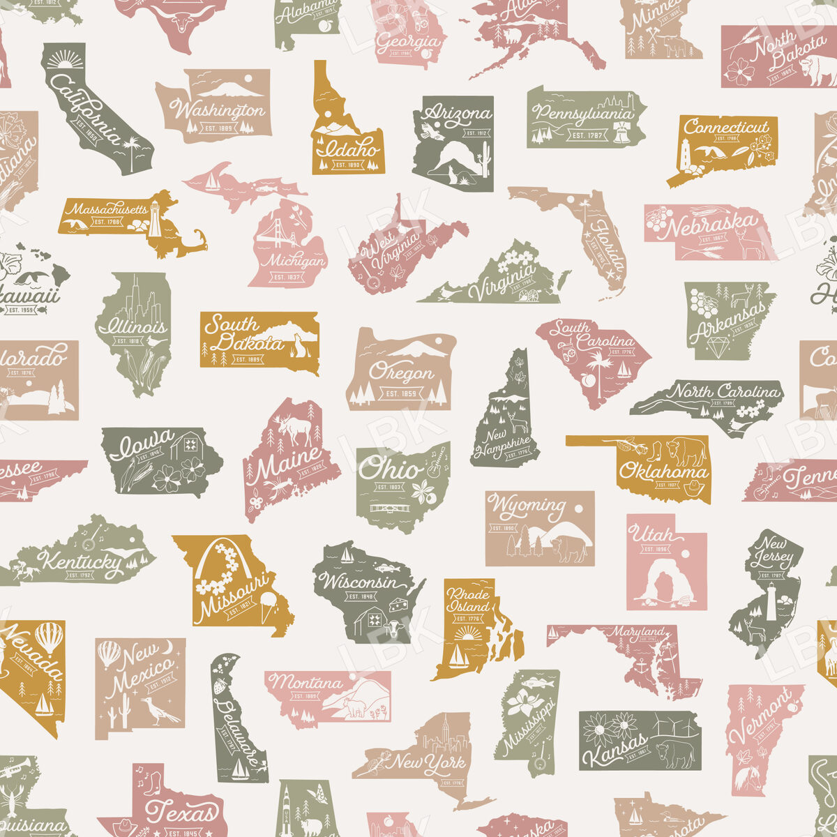 TMM-Vintage USA Terrazzo-Pink and Sage