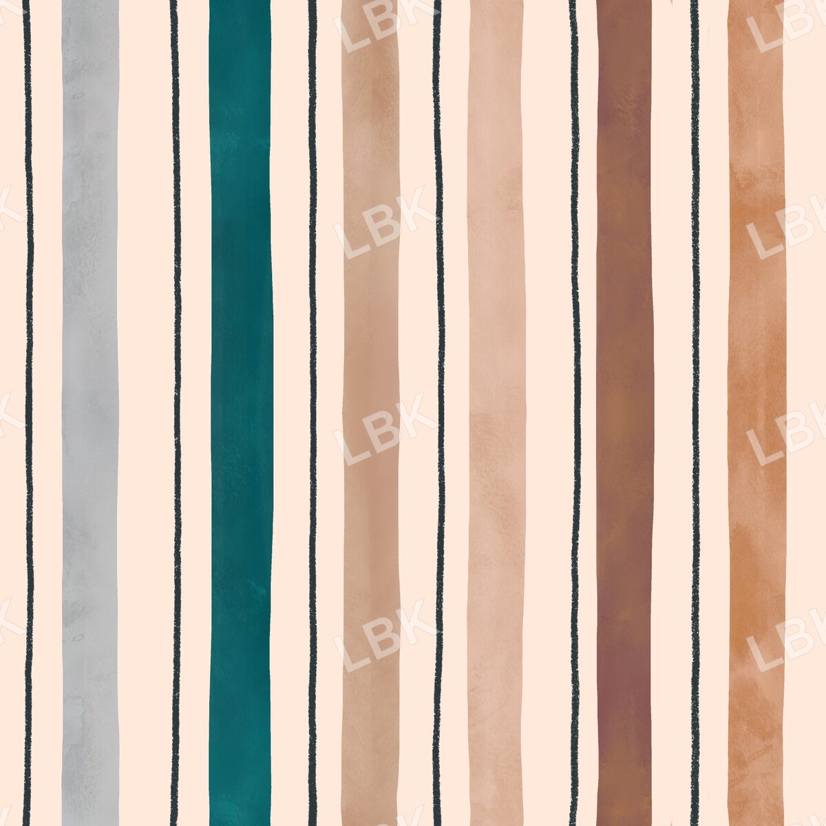 Watercolor harvest vertical stripe cream multi