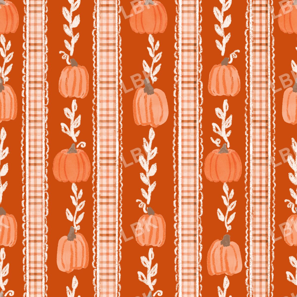 Pumpkin lane plaid ribbon stripe - dark orange