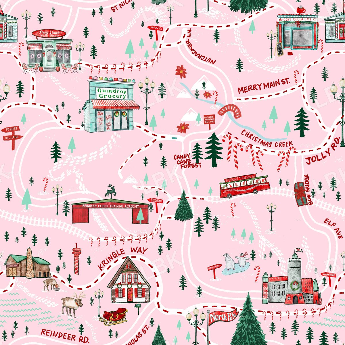North Pole map - pink