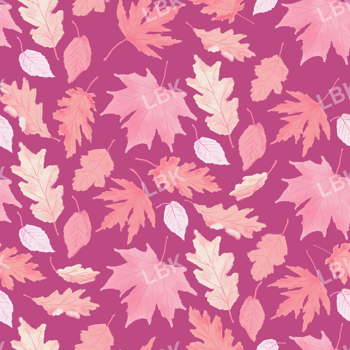 Autumn falling leaves mulberry pink mix