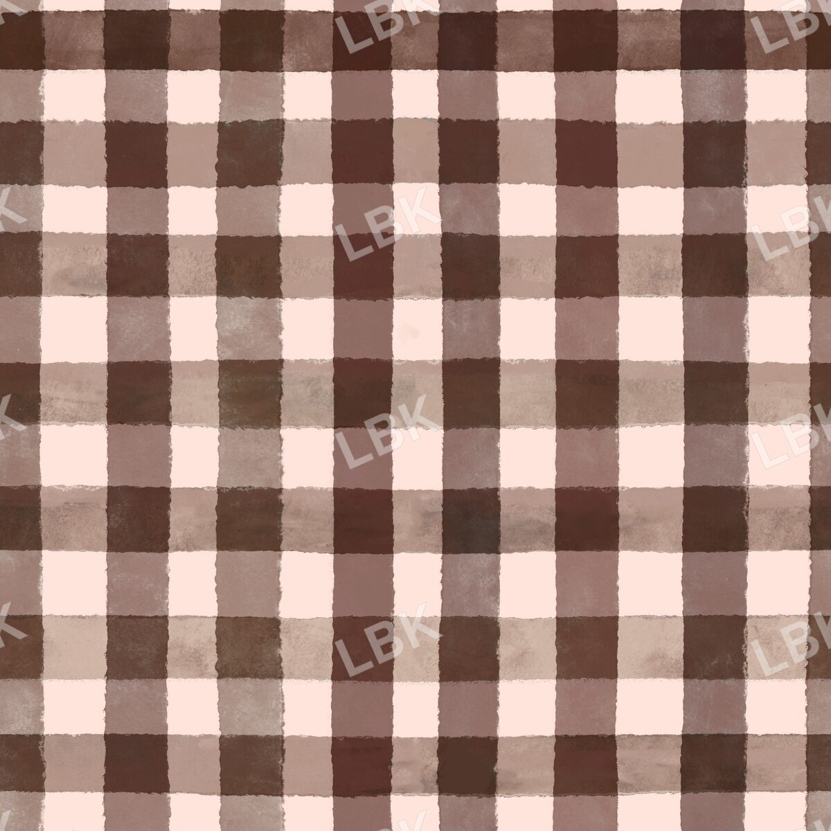 Fall harvest gingham plaid - dark chocolate brown/blush