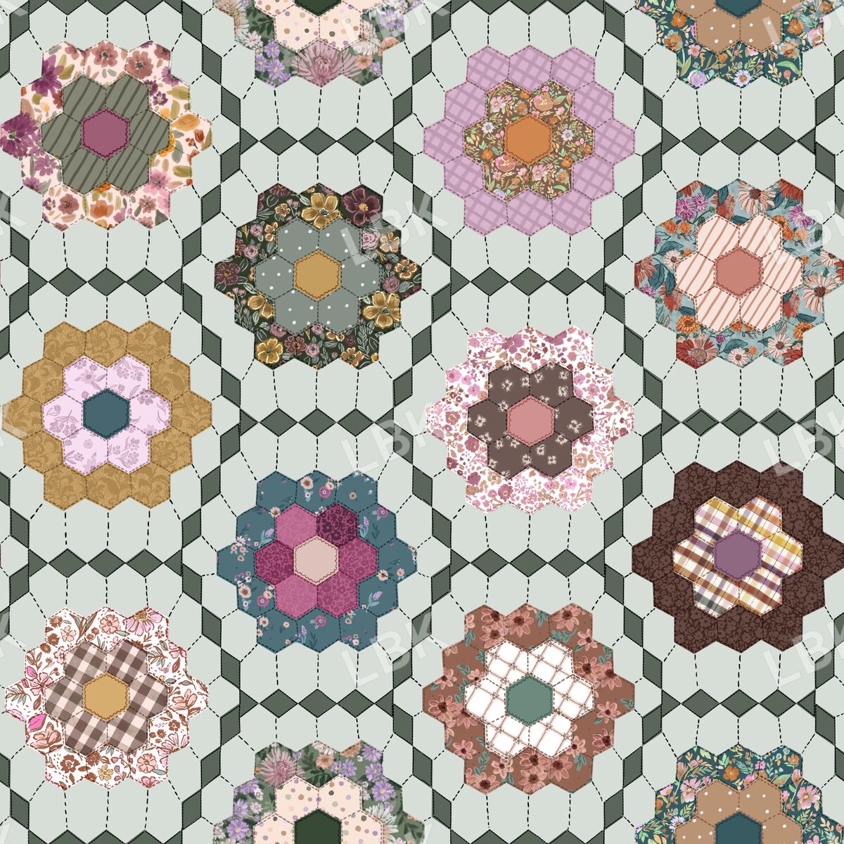 Floral Garden Fall Quilt - Mint