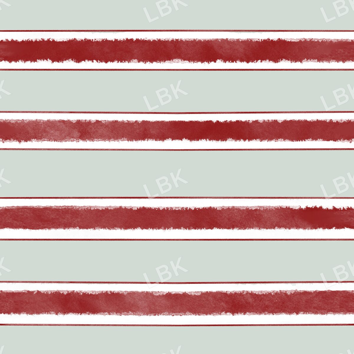 Bold watercolor stripe faded sage and red
