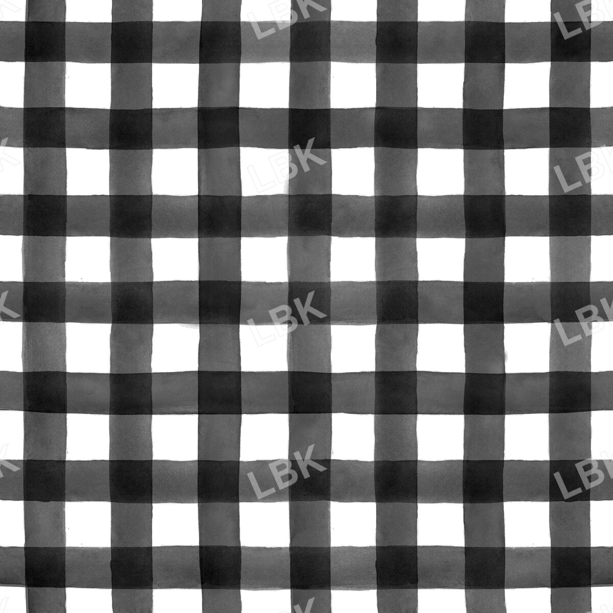 Black Watercolor Buffalo Check Plaid