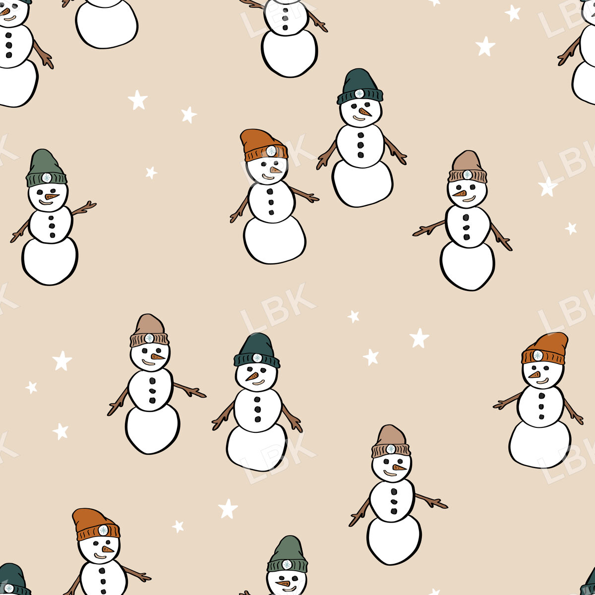 SnowFolk Green Seamless Drew and Jule