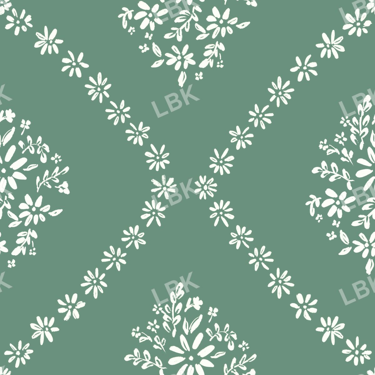 Daisy bouquet geometric meadow green
