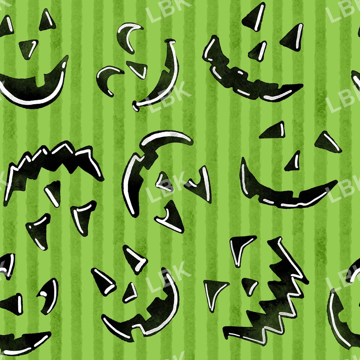 Striped Jack-o-lantern faces slime green